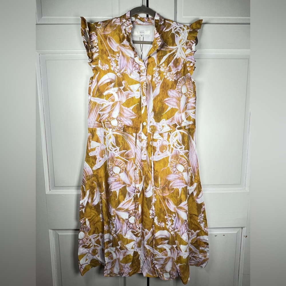 NWT Atelier New York Floral Print Midi Dress in Copper & Pink size 6 - Picture 4 of 11